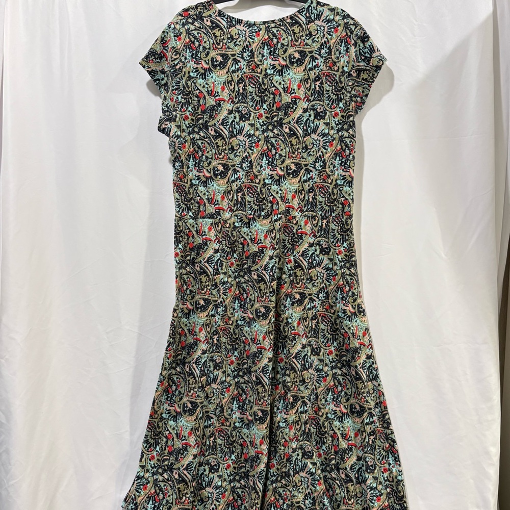 Sahalie Green Floral Swing Midi Dress Size Petite Large - Picture 2 of 9